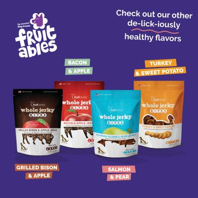 Show full view: Fruitables Whole Jerky Bites Alaskan Salmon & Pear Dog Treats, 5-oz bag slide 9 of 11