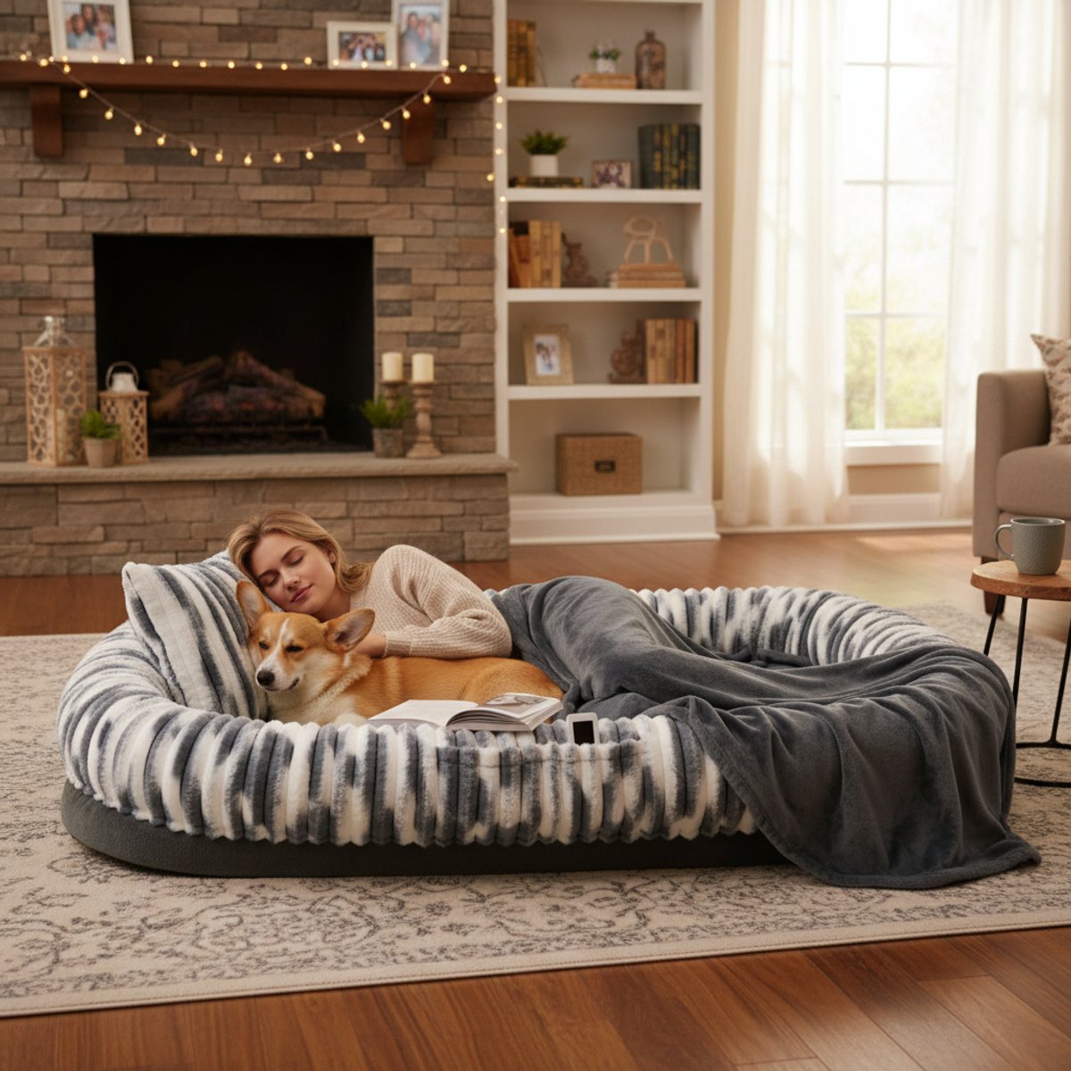 Kylinsure Memory Foam Human Dog & Cat Bed, Mixed Gray