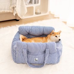 FunnyFuzzy Portable Leisure Outing Car Seat Travel Dog Bed, Blue Stripe slide 2 of 9
