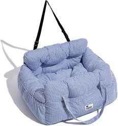 FunnyFuzzy Portable Leisure Outing Car Seat Travel Dog Bed, Blue Stripe