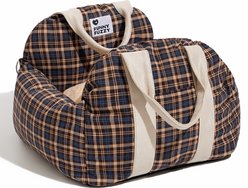 FunnyFuzzy First Class Car Seat Travel Dog Bed, Vintage Plaid, Single