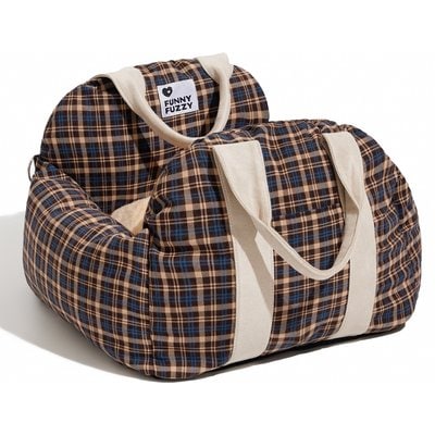 FunnyFuzzy FunnyFuzzy First Class Car Seat Travel Dog Bed, Vintage Plaid, Single