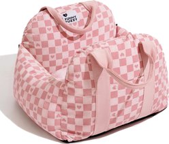 FunnyFuzzy First Class Car Seat Travel Dog Bed, Pink Heart, Single