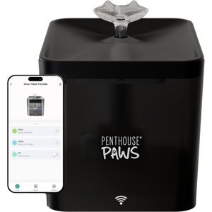 Penthouse Paws Smart Water Fountain Whisper-Quiet for Dog & Cat, Black, 74-oz