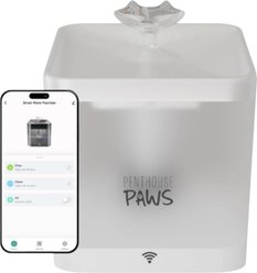 Penthouse Paws Smart Water Fountain Whisper-Quiet for Dog & Cat, White, 74-oz