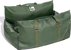 FunnyFuzzy First Class Waterproof Dog Car Seat Bed, Olive Green, Double
