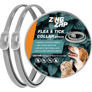 ZingZap Flea & Tick Collar for Dogs & Cats, 2 count, Grey