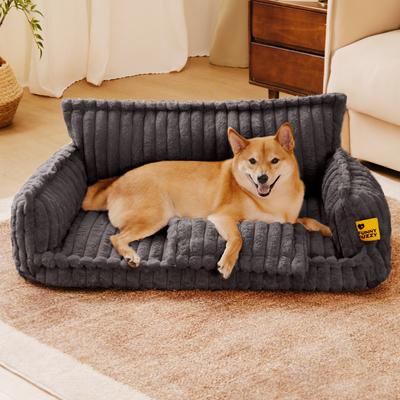 Show full view: FunnyFuzzy Fluffy Orthopedic Dog Sofa Bed, Dark Gray, X-Large slide 2 of 9