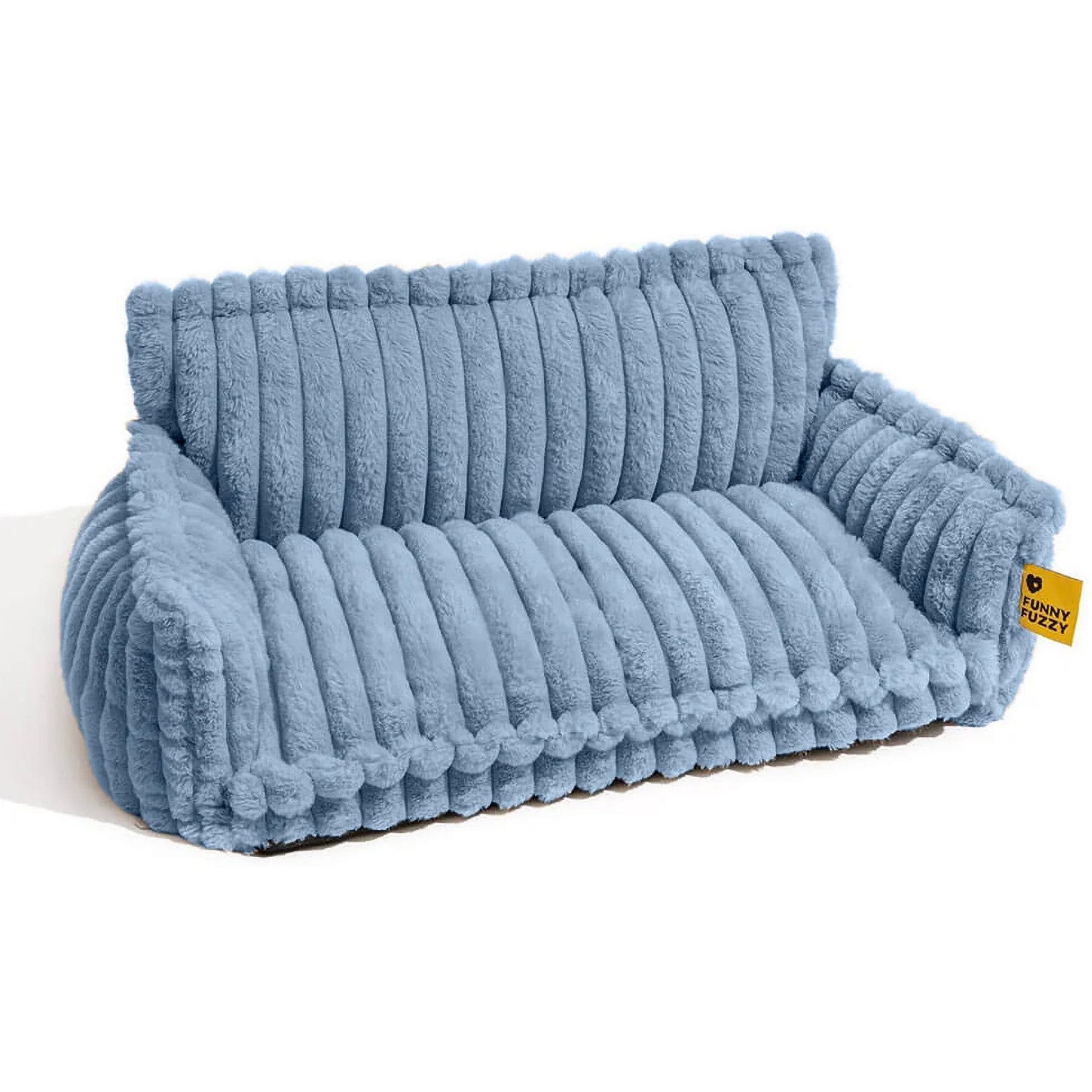 FunnyFuzzy Fluffy Orthopedic Dog Sofa Bed, Blue, Large