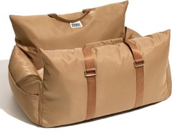 FunnyFuzzy First Class Waterproof Dog Car Seat Bed, Brown, Double