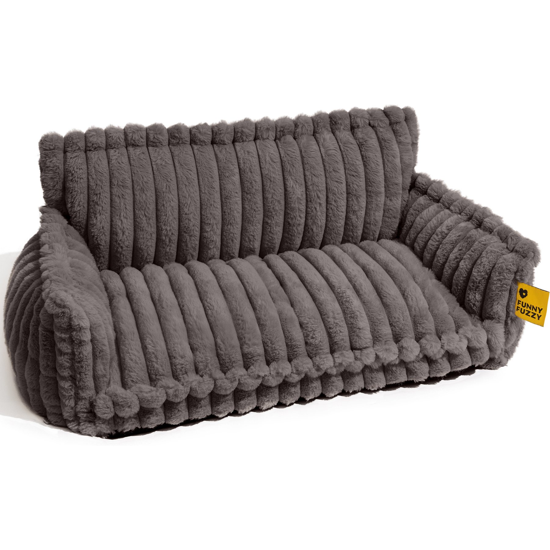 FunnyFuzzy Fluffy Orthopedic Dog Sofa Bed, Dark Gray, XX-Large