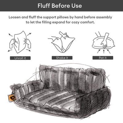 Show full view: FunnyFuzzy Fluffy Orthopedic Dog Sofa Bed, Dark Gray, X-Large slide 7 of 9