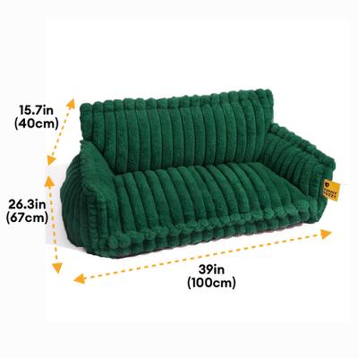 Show full view: FunnyFuzzy Fluffy Orthopedic Dog Sofa Bed, Dark Green, X-Large slide 8 of 10