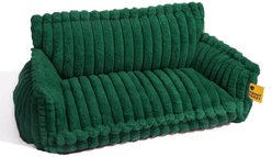 FunnyFuzzy Fluffy Orthopedic Dog Sofa Bed, Dark Green, X-Large