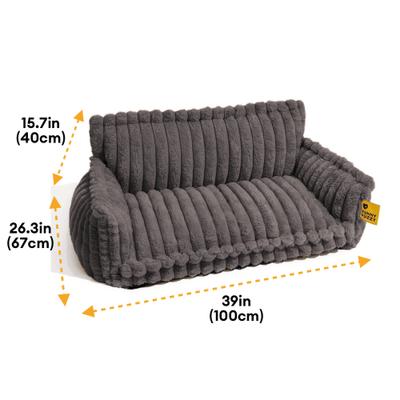 Show full view: FunnyFuzzy Fluffy Orthopedic Dog Sofa Bed, Dark Gray, X-Large slide 8 of 9