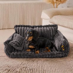 FunnyFuzzy Fluffy Orthopedic Dog Sofa Bed, Dark Gray, Large slide 2 of 9