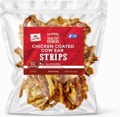 Rewardables Chicken Coated Cow Ear Strips Dog Natural Chew Treats, 1-lb bag