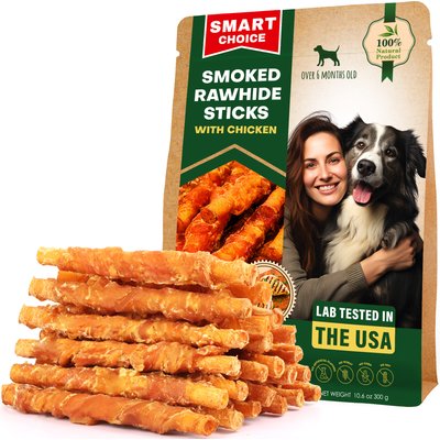 Beloved Pets Beloved Pets Rawhide Smoke Sticks Wrapped Organic Meat with Chicken Natural Grain-Free Dog Chew Treats, 10.6-oz bag