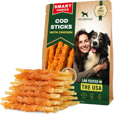 Beloved Pets Beloved Pets Dried Pet Snacks Cod Sticks Chicken Wrapped Rawhide-Free & Grain-Free Natural Dog Chews, 10.6-oz bag