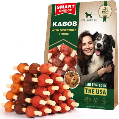 Beloved Pets Beloved Pets All Natural Pet Dried Snacks Human Grade Rawhide-Free & Grain-Free Kabobs Chicken & Duck Dental Dog Treats, 10.6-oz bag