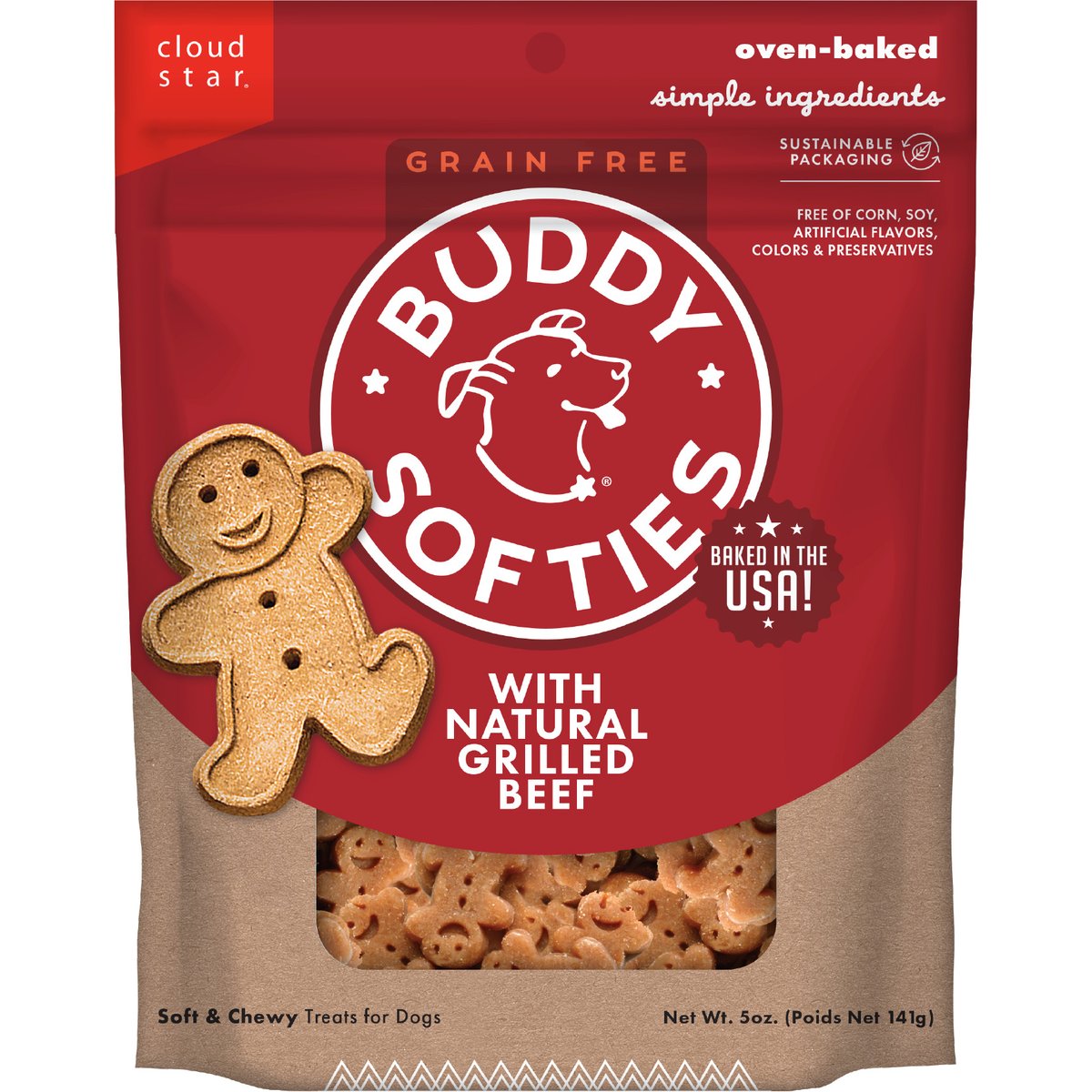 Cloud Star Soft & Chewy Buddy Biscuits Beef Dog Treats, 5-oz