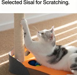 EYS Golf-Themed Scratching Post & Interactive Ball Track Cat Toy with Catnip, Orange slide 2 of 5