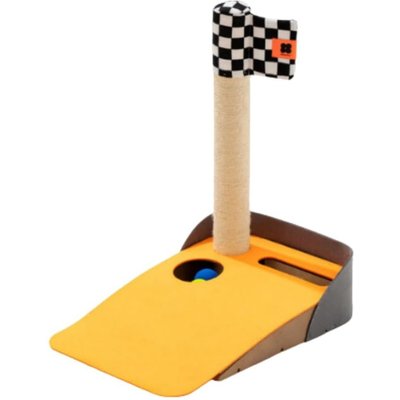 EYS EYS Golf-Themed Scratching Post & Interactive Ball Track Cat Toy with Catnip, Orange