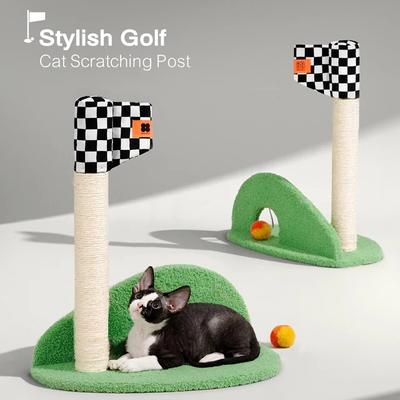 Show full view: EYS Golf Shape Climber with Natural Sisal Scratching Post Cat Toy with Catnip, Green slide 3 of 7
