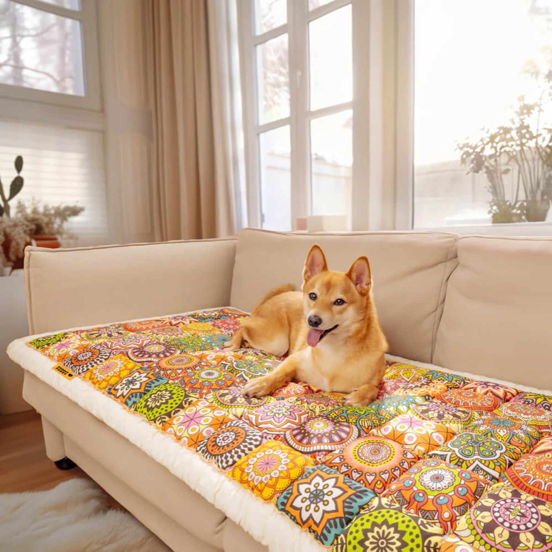 FunnyFuzzy Garden Chic Cotton Furniture Cover, Bohemia, 35.4 x 70.9-in