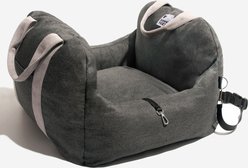 FunnyFuzzy First Class Car Seat Travel Dog Bed, Charcoal Gray, Single