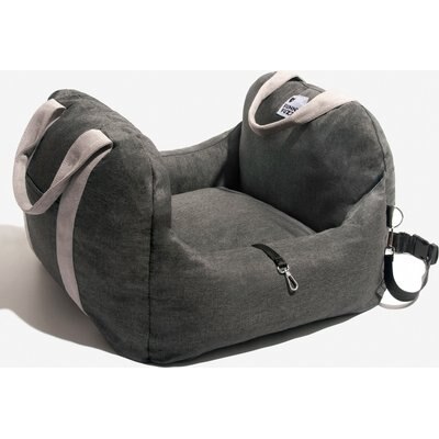 FunnyFuzzy FunnyFuzzy First Class Car Seat Travel Dog Bed, Charcoal Gray, Single