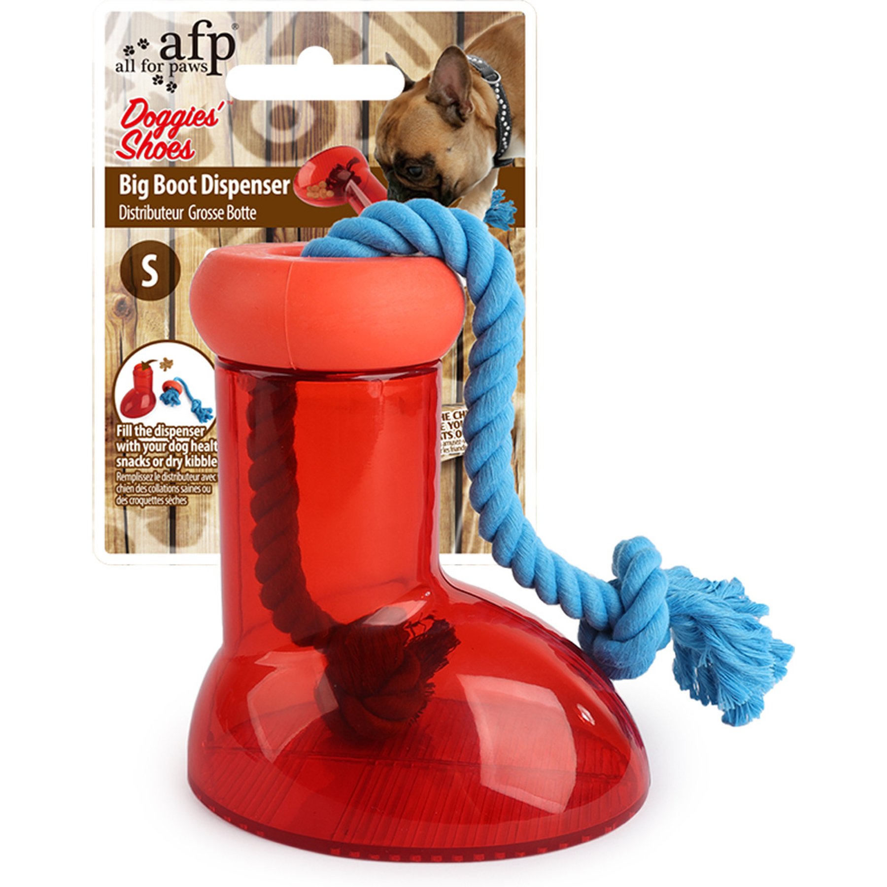 allforpaws Doggies' Shoes Big Boot Dispenser Dog Treat Dispenser, Red, Small