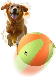 allforpaws Outdoor Pawherd Ball 55 Tough Dog Ball Toy, Orange/Green slide 2 of 4