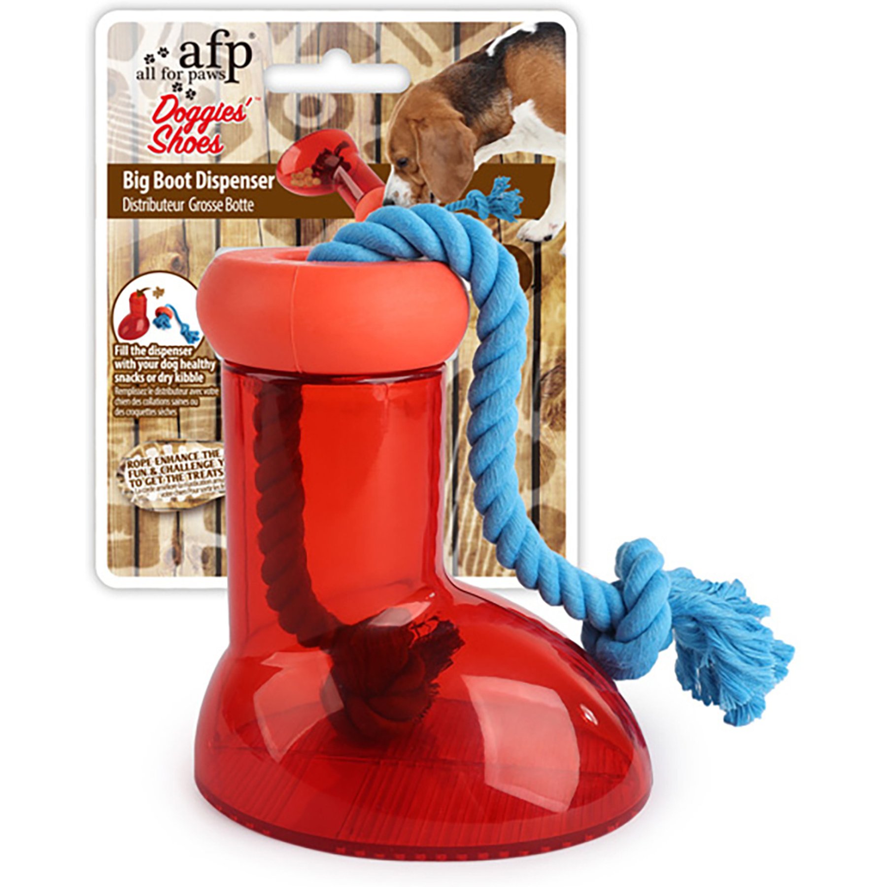 allforpaws Doggies' Shoes Big Boot Dispenser Dog Treat Dispenser, Red, Large
