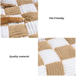 FunnyFuzzy Cozy Cream Plaid Dog & Cat Sofa Bed, Coffee, Large slide 2 of 9