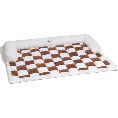 FunnyFuzzy FunnyFuzzy Cozy Cream Plaid Dog & Cat Sofa Bed, Brown, Large