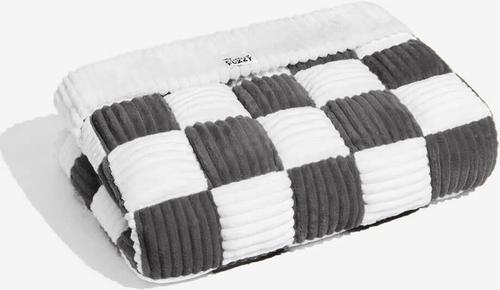 Show full view: FunnyFuzzy Cozy Cream Plaid Dog & Cat Sofa Bed, Gray, Large slide 7 of 9