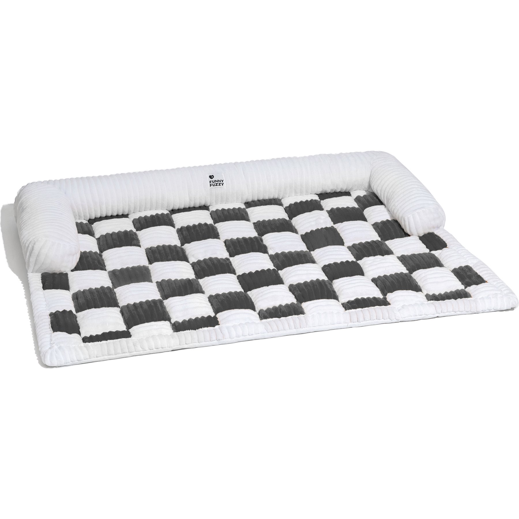 FunnyFuzzy Cozy Cream Plaid Dog & Cat Sofa Bed, Gray, X-Large