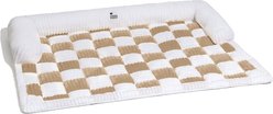 FunnyFuzzy Cozy Cream Plaid Dog & Cat Sofa Bed, Coffee, Medium