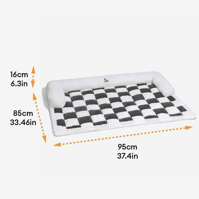 Show full view: FunnyFuzzy Cozy Cream Plaid Dog & Cat Sofa Bed, Gray, Large slide 8 of 9