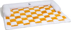 FunnyFuzzy Cozy Cream Plaid Dog & Cat Sofa Bed, Yellow, Medium