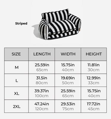 Show full view: FunnyFuzzy Striped Faux Lambswool Orthopedi Dog Sofa Bed, Black, Large slide 9 of 10