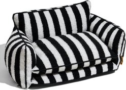 FunnyFuzzy Striped Faux Lambswool Orthopedi Dog Sofa Bed, Black, Large