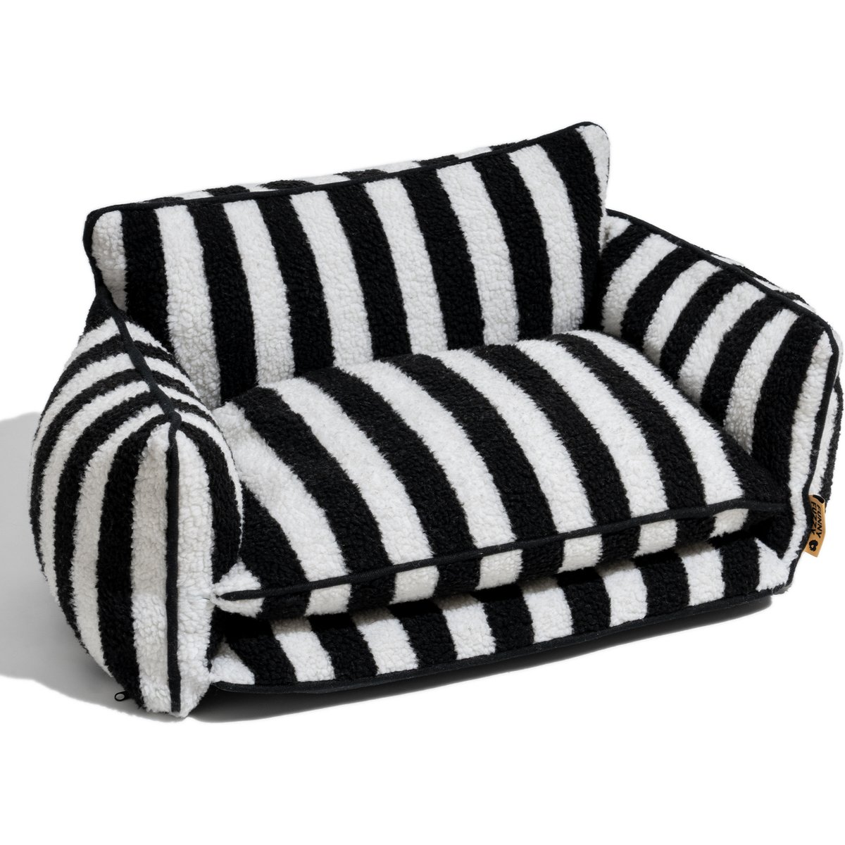 FunnyFuzzy Striped Faux Lambswool Orthopedi Dog Sofa Bed, Black, X-Large