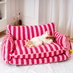 FunnyFuzzy Striped Faux Lambswool Orthopedi Dog Sofa Bed, Rose, Medium slide 2 of 9