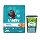 Iams ProActive Health Indoor Weight & Hairball Care Dry Food, 16-lb bag + Greenies Feline Greenies Smartbites Healthy Indoor Tuna Flavored Cat Treats