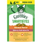 Greenies Feline SmartBites Healthy Skin & Fur Natural Chicken Flavor Soft & Crunchy Adult Cat Treats, 4.6-oz bag