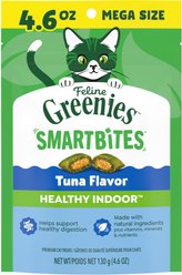 Tomlyn Laxatone Hairball Remedy Chicken Flavor Cat Chews, 60 count & Greenies Feline SmartBites Healthy Indoor Tuna Flavor Cat Treats, 4.6-oz bag slide 2 of 9