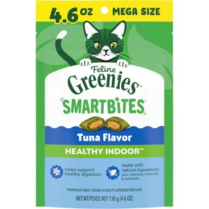 Greenies Feline SmartBites Healthy Indoor Natural Tuna Flavor Soft & Crunchy Adult Cat Treats, 4.6-oz bag