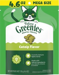 Greenies Feline Catnip Flavor Adult Natural Dental Cat Treats, 4.6-oz bag